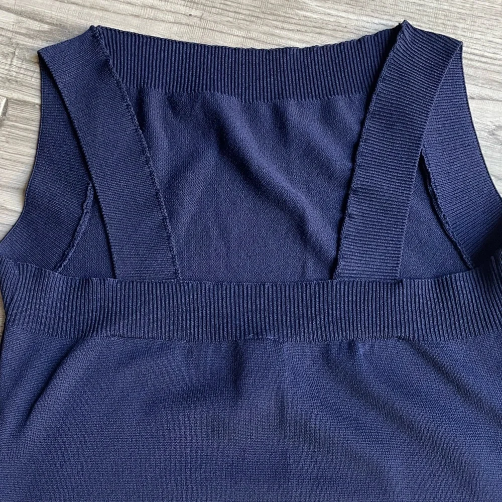 Anthropologie Knit Tank Dress Striped With Anchor Image Navy/Off White SZ MP